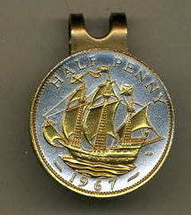 British ½ penny “Gold & silver Sailing ship” (U.S. quarter size)